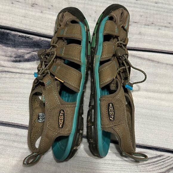 KEEN 'Clearwater CNX' Brown/Turquoise Waterproof Hiking Water Sandals Sz 6 - Picture 2 of 6